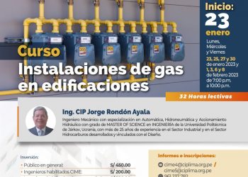 Curso “Instalaciones de gas en edificaciones» – Del 23 de enero al 8 de febrero
