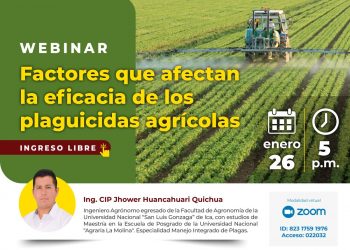 Webinar «Factores que afectan la eficacia de los plaguicidas agrícolas» – Jueves 26 de enero