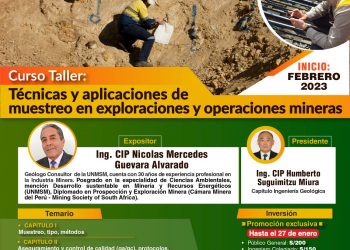 Curso taller «Técnicas y aplicaciones de muestreo en exploraciones y operaciones mineras» – 8 y 10 de febrero