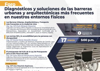 Foro «Diagnósticos y soluciones de las barreras urbanas y arquitectónicas más frecuentes en nuestros entornos físicos» – Viernes 17 de marzo