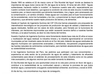 Pronunciamiento: Por el Día Mundial del Agua 2023