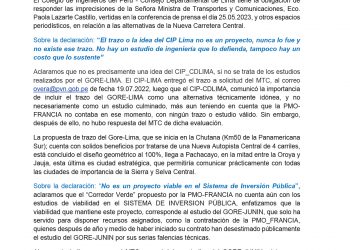 TERCER PRONUNCIAMIENTO PROYECTO «NUEVA CARRETERA CENTRAL»