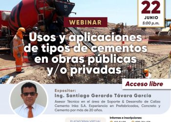 Webinar «Usos y aplicaciones de tipos de cementos en obras públicas y/o privadas»