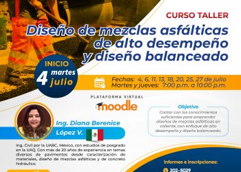 Curso-taller «Diseño de mezclas asfálticas de alto desempeño y diseño balanceado» / Fecha de inicio: Martes 11 de julio