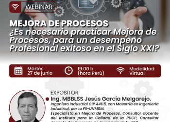 Webinar «Mejora de procesos: ¿Es necesario practicar Mejora de Procesos, para un desempeño profesional exitoso en el Siglo XXI?»