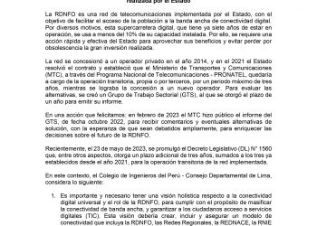 PRONUNCIAMIENTO – RED DORSAL NACIONAL DE FIBRA ÓPTICA