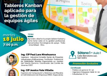 Taller práctico “Tableros Kanban aplicados para la gestión de equipos ágiles” / Martes 18 de julio – 7:00 p.m.