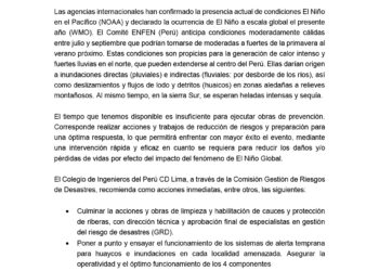 COMUNICADO N° 002-2023 – Presencia actual de condiciones El Niño en el Pacífico (NOAA) y declarado la ocurrencia de El Niño a escala global (WMO)