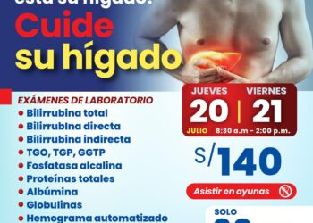 Cuide su hígado: Exámenes de laboratorio y ecografía de abdomen superior / 20 y 21 de julio – De 8:30 a.m. a 2:00 p.m.