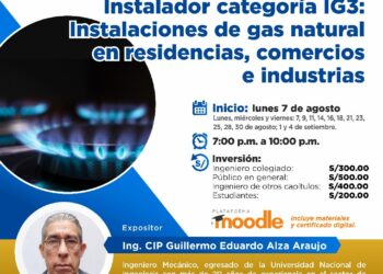 Curso virtual “Instalador categoría IG3: Instalaciones de gas natural en residencias, comercios e industrias” – 2do grupo / Inicio: Lunes 7 de agosto