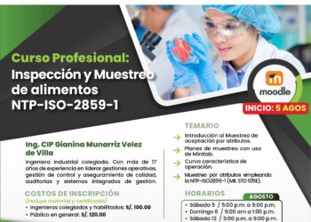 Curso profesional «Inspección y Muestreo de alimentos NTP-ISO-2859-1» / Inicio: Sábado 5 de agosto