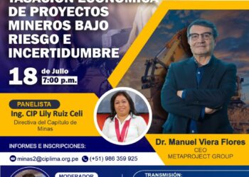 Martes de la Minería «Tasación económica de proyectos mineros bajo riesgo e incertidumbre» / 18 de julio – 7:00 p.m.