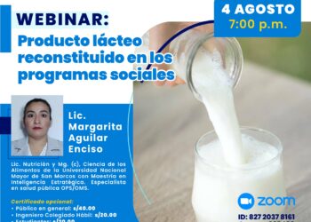 Webinar «Producto lácteo reconstituido en los programas sociales» / Viernes 4 de agosto – 7:00 p.m.
