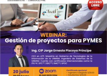 Webinar «Gestión de Proyectos para PYMES» / Jueves 20 de julio – 6:30 p.m.