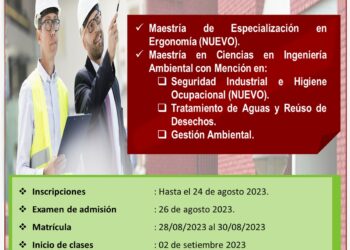 Convocatoria al proceso de admisión de estudios de posgrado Maestrías 2023-II de la Facultad de Ingeniería Ambiental de la UNI / Cierre: 24 de agosto