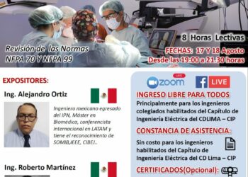 Curso profesional internacional «Seguridad eléctrica en instalaciones hospitalarias de acuerdo a NFPA 70 Y NFPA 99» / Fecha de inicio: Jueves 17 de agosto