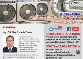 Curso profesional “Uso de software de ingeniería para el diseño de sistemas de aire acondicionado y ventilación – Revisión de la norma ASHRAE” / Inicio: Martes 8 de agosto