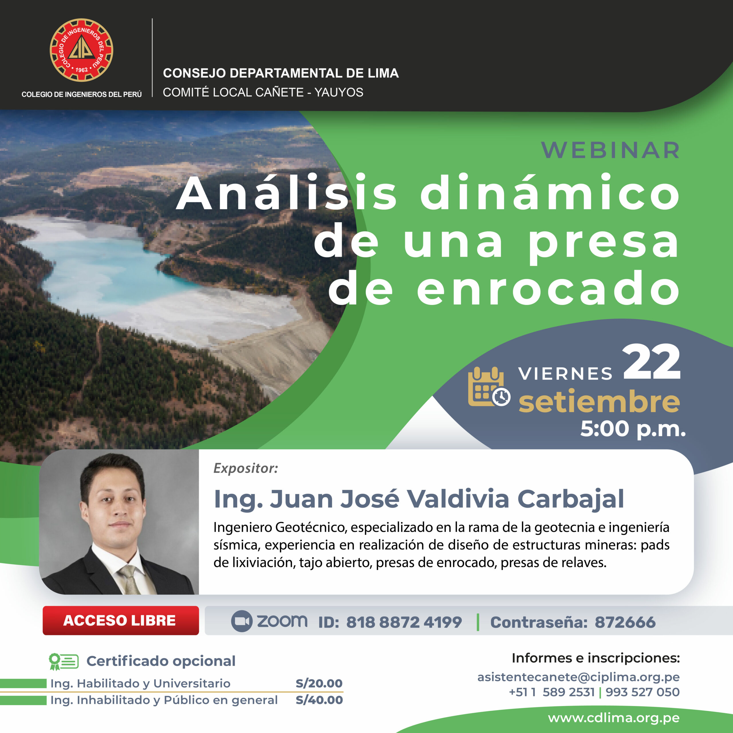 Webinar: «ANÁLISIS DINÁMICO DE UNA PRESA DE ENROCADO»