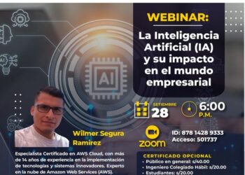 Webinar «La Inteligencia Artificial (IA) y su impacto en el mundo empresarial» / Jueves 28 de septiembre – 6:00 p.m.