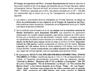 CUARTO PRONUNCIAMIENTO – PROYECTO: «NUEVA CARRETETA CENTRAL» – CUI N° 2436163 «REVISIÓN DEL PERFIL»