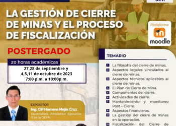 Curso virtual «La gestión de cierre de minas y el proceso de fiscalización» / Inicio: 27 de setiembre