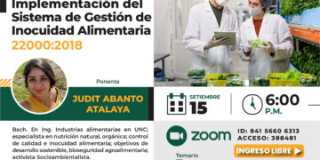 Webinar «Implementación del Sistema de Gestión de Inocuidad Alimentaria 22000:2018» / Viernes 15 de setiembre – 6:00 p.m.