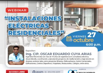 Webinar «Instalaciones Eléctricas Residenciales» / Viernes 27 de octubre – 6:00 p.m.