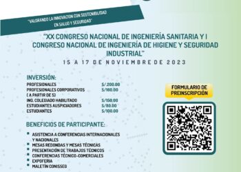 El XX Congreso Nacional de Ingeniería Sanitaria y I Congreso Nacional de Ingeniería de Higiene y Seguridad Industrial – CONISSEG 2023, se llevará a cabo del 15 al 17 de noviembre.