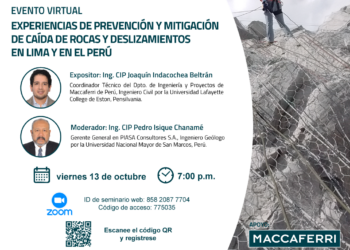 Curso virtual «Experiencias de prevención y mitigación de caída de rocas y deslizamientos en Lima y en el Perú» / Viernes 13 de octubre – 7:00 p.m.