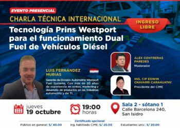 Charla técnica internacional «Tecnología Prins Westport para el funcionamiento dual fuel de Vehículos Diésel» / Jueves 19 de octubre – 7:00 p.m.