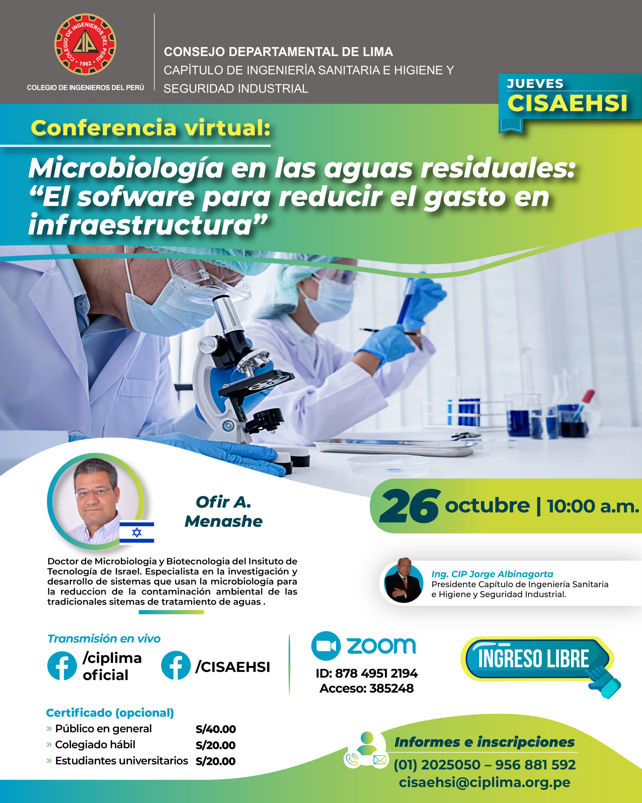 Webinar: Microbiología en las Aguas residuales:  “El sofware para reducir el gasto en infraestructura”