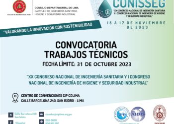 El 31 de octubre cierra la convocatoria de trabajos técnicos para el XX Congreso Nacional de Ingeniería Sanitaria y I Congreso Nacional de Ingeniería de Higiene y Seguridad Industrial