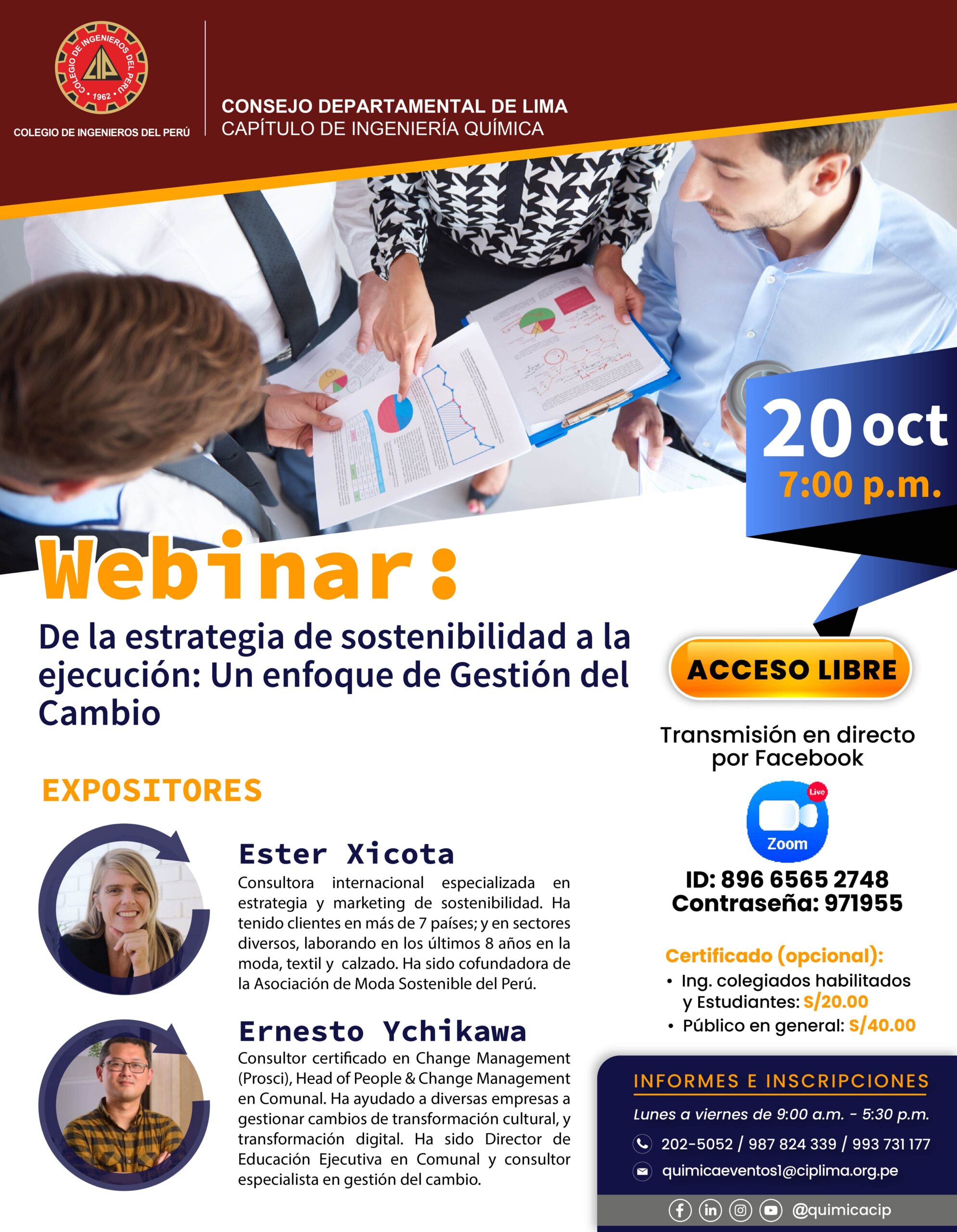 Webinar «De la estrategia de sostenibilidad a la ejecución: Un enfoque de gestión del cambio» / Viernes 20 de octubre – 7:00 p.m.