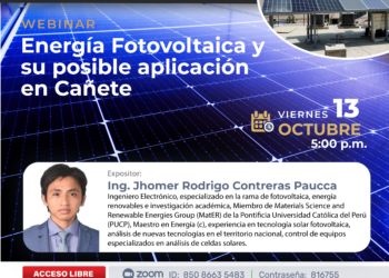 Webinar «Energía fotovoltaica y su posible aplicación en Cañete» / Viernes 13 de octubre – 5:00 p.m.