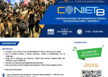 Capítulo de Ingeniería Electrónica del Colegio de Ingenieros del Perú-CDLIMA invita a las empresas a la EXPO FERIA del «Congreso Nacional de Ingeniería Electrónica, Telecomunicaciones y Biomédica – CONIETB»
