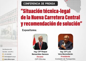 Conferencia de prensa: «Situación técnica-legal de la Nueva Carretera Central y recomendación de solución» / Miércoles 10 de enero a las 11:30 a.m.