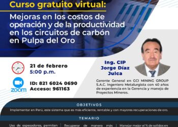 Curso gratuito virtual «Mejoras en los costos de operación y de la productividad en los circuitos de carbón en Pulpo del Oro» / Inicio: 21 de febrero de 2024