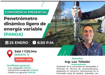 Conferencia presencial «Penetrómetro Dinámico Ligero de Energía Variable (Panda)» / Jueves 25 enero de 2024 – 6:30 p.m.
