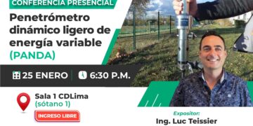 Conferencia presencial «Penetrómetro Dinámico Ligero de Energía Variable (Panda)» / Jueves 25 enero de 2024 – 6:30 p.m.