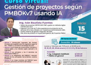 Curso virtual «Gestión de proyectos según PMBOKv7 usando IA» / Inicio: 15 de enero de 2024