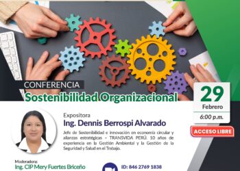 Conferencia virtual “Sostenibilidad Organizacional ” / Jueves 29 febrero 2024 – 6:00 p.m.