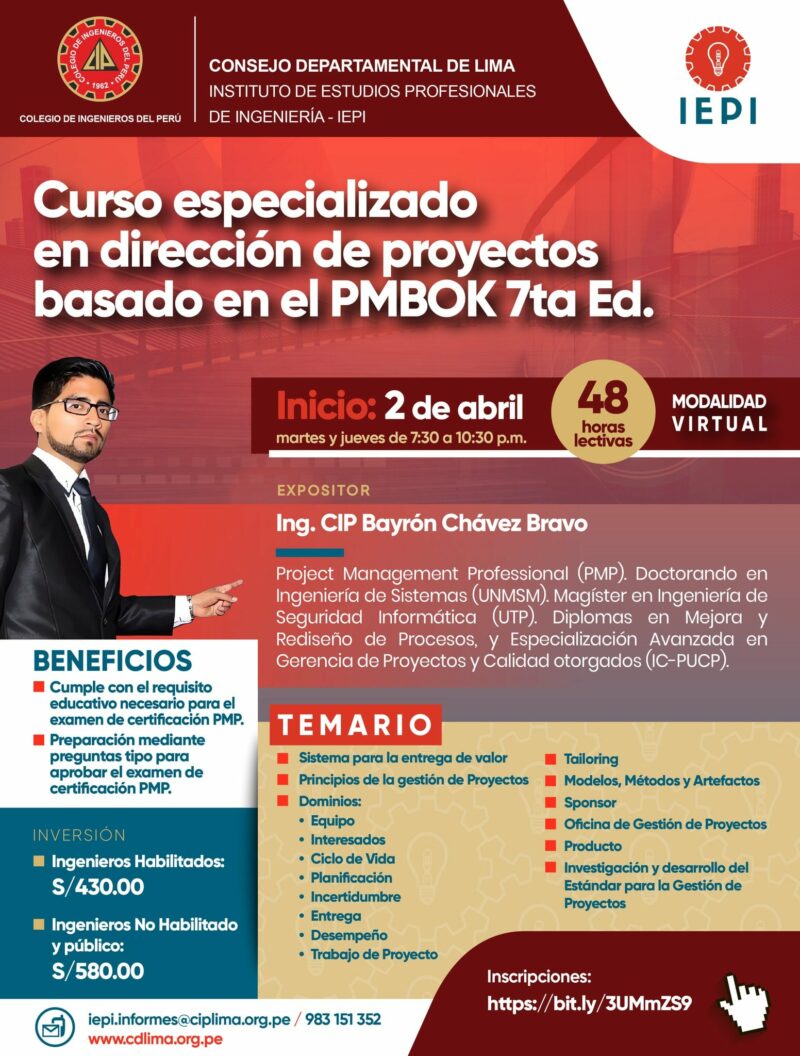 Curso Especializado «En dirección de proyectos basados en el PMBOK 7ta ...