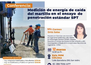 Conferencia «Mediación de energía de caída del martillo en el ensayo de penetración estándar SPT» / Martes 12 de marzo – 6:30 p.m.
