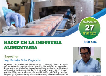 Charla Informativa: HACCP en la Industria Alimentaria/Miércoles 27 de marzo – 3:00 p. m.