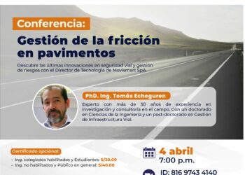 Conferencia virtual «Gestión de la fricción en pavimentos» / Jueves 4 abril – 7:00 p.m.