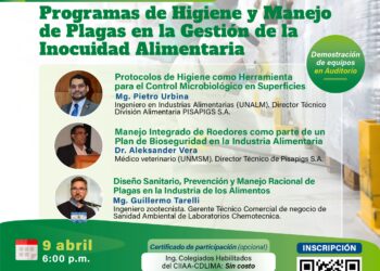 Seminario de especialización «Programa de higiene y manejo de plagas en las gestión de la inocuidad alimentaria» / Martes 9 de abril – 6:00 p. m.