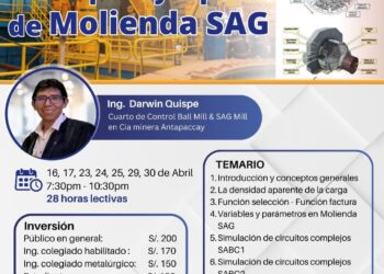 Curso virtual «Principios y Operación de Molienda SAG» / Inicio: 16 de abril de 2024