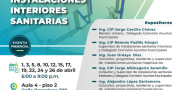 CURSO DE ESPECIALIZACIÓN: INSTALACIONES INTERIORES SANITARIAS/ Inicio 1 abril