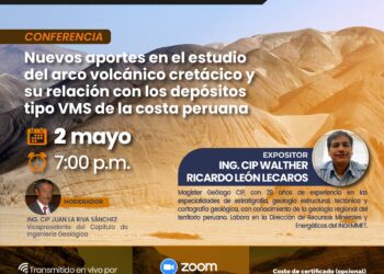 Conferencia: «Nuevos aportes en el estudio del arco volcánico cretácico y su relación con los depósitos tipo VMS de la costa peruana» /Jueves 2 de mayo – 7 p.m.