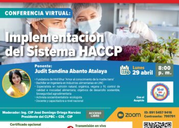 Conferencia virtual «Implementación del Sistema HACCP» / Lunes 29 de abril – 8:00 p.m.